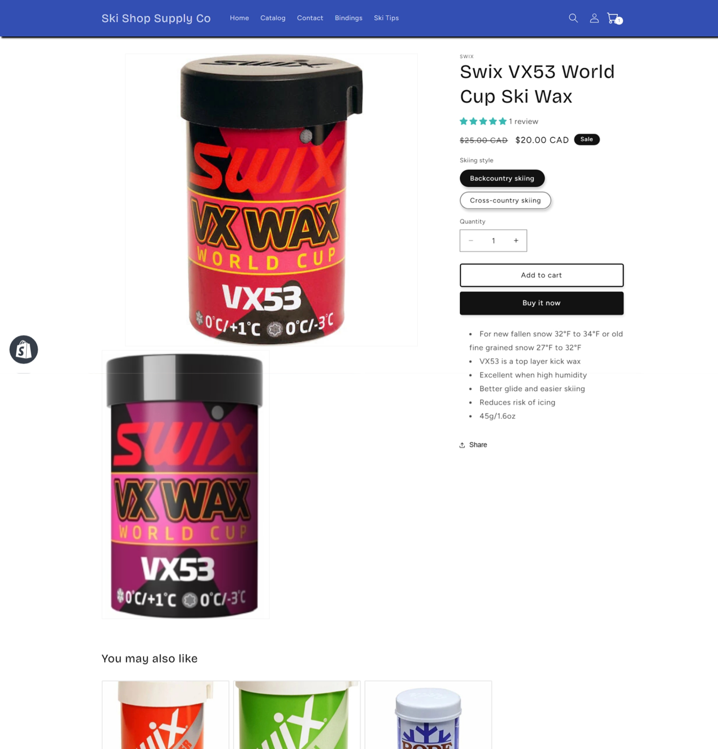ski supply store with wax